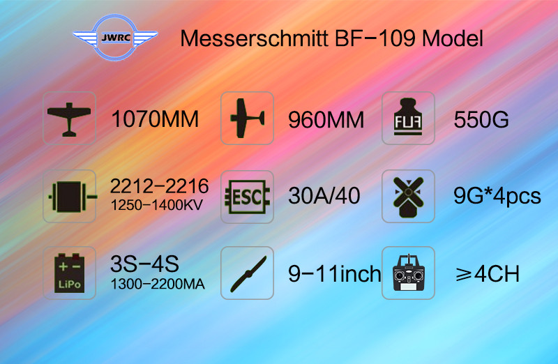 JWRC-Messerchmitt-BF109-Kaumlmpfer-1070mm-Spannweite-Balsa-Holz-RC-Flugzeug-Warbird-KIT-1982501-1